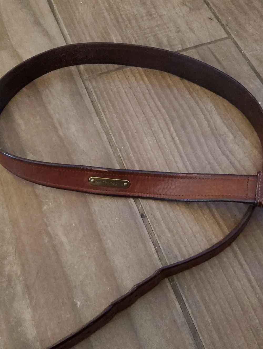 Men's Tan Leather Shoulder Strap with Brass Accent